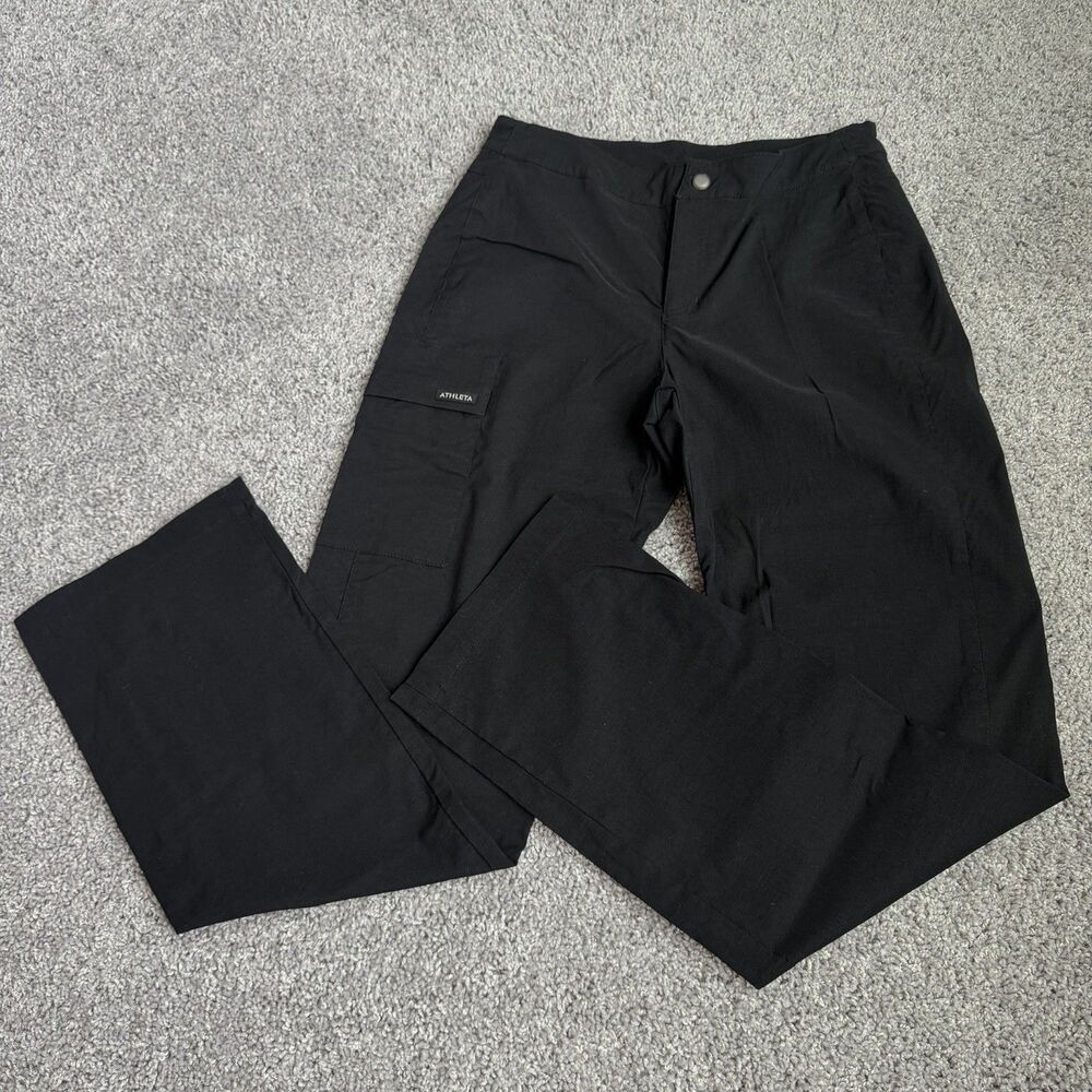 Athleta Women's Small Straight Leg Black Stretch Pants Pockets Lightweight